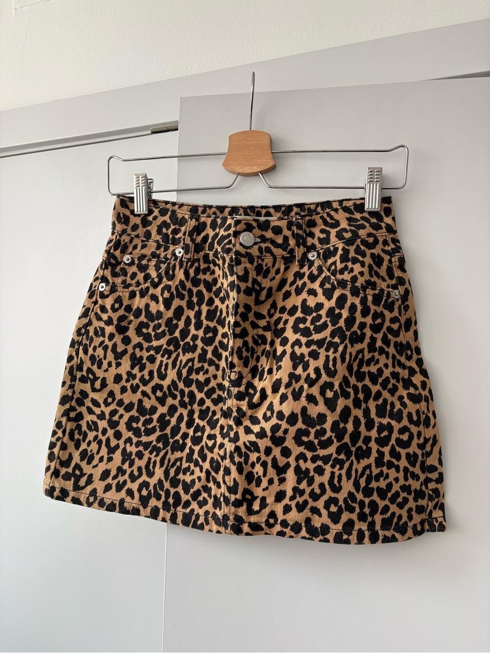 Leopard Print A-Line Mini Skirt - Brown/Black